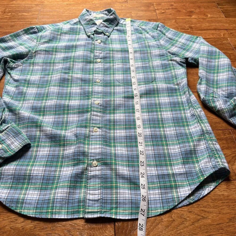 Plaid Broken In Oxford Slim Untucked Blue Green J.Crew Men's Medium